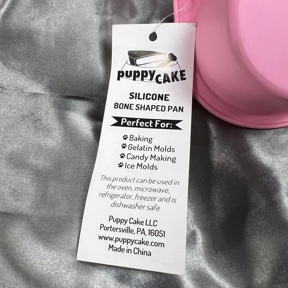 Puppy Cake Dog Bone Shaped Silicone Cake Pan Pink Birthday Party Baking Gift NEW
